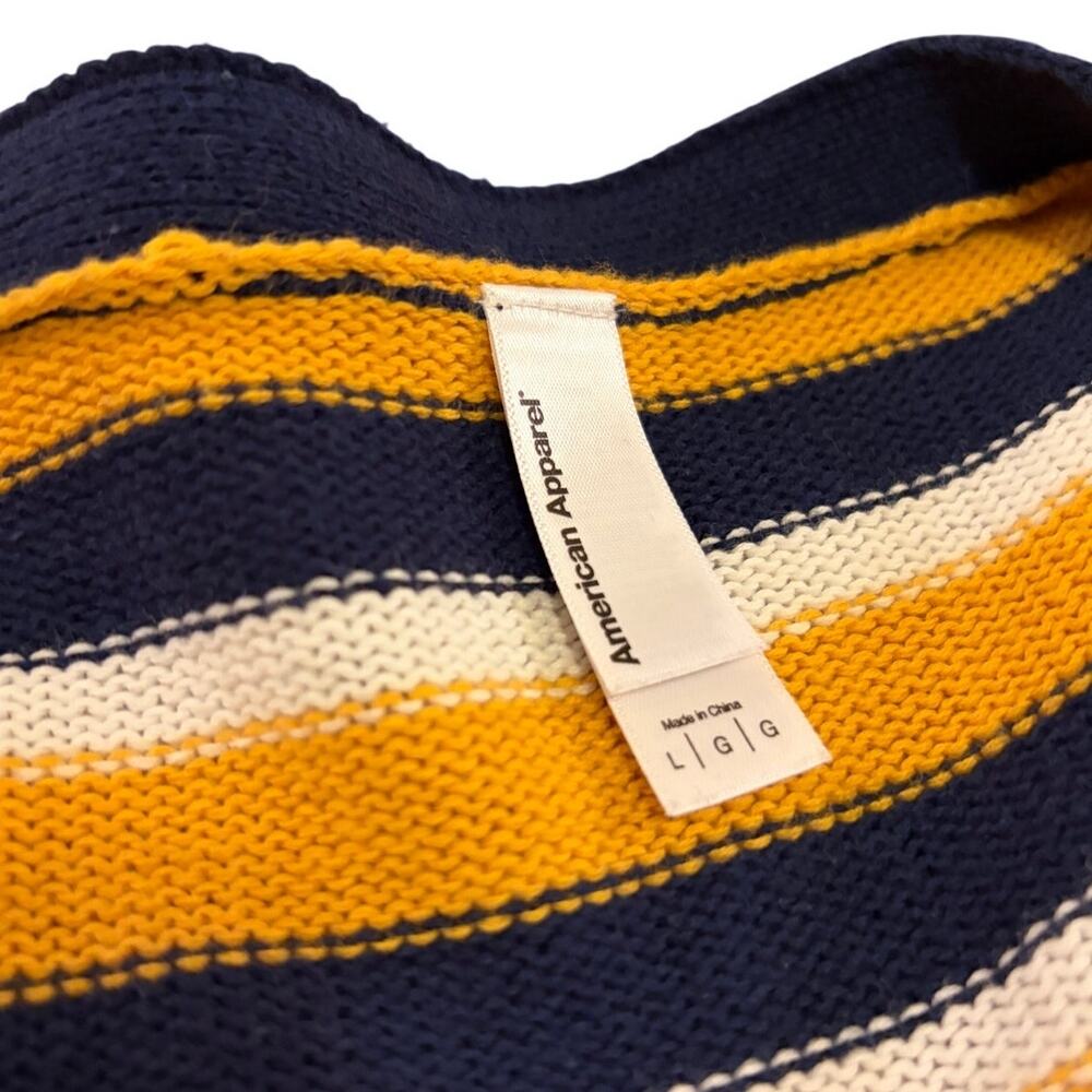 American Apparel V Neck Yellow and Navy Striped Cardigan - Picture 2 of 2